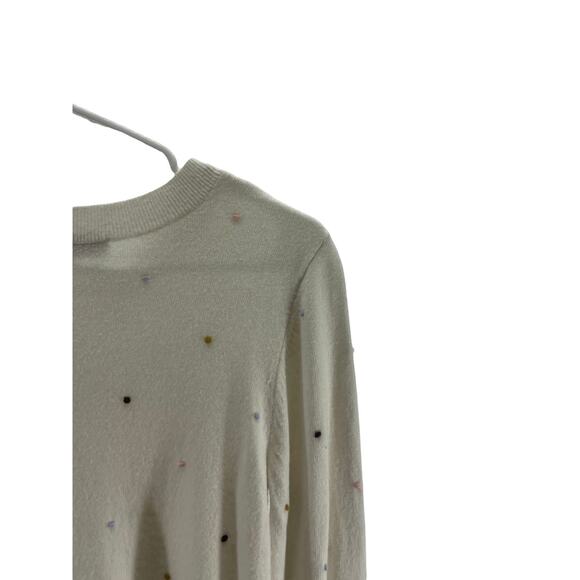 Ann Taylor LOFT White Polka Dot Pullover Sweater Women's Size Small - Picture 7 of 9